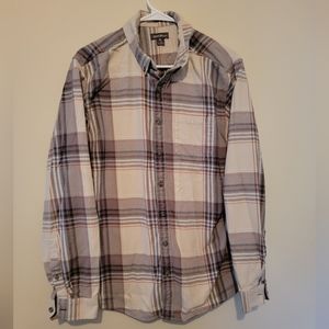 Men's Eddie Bauer Windowpane Plaid Button Down Long Sleeve Shirt Large T…